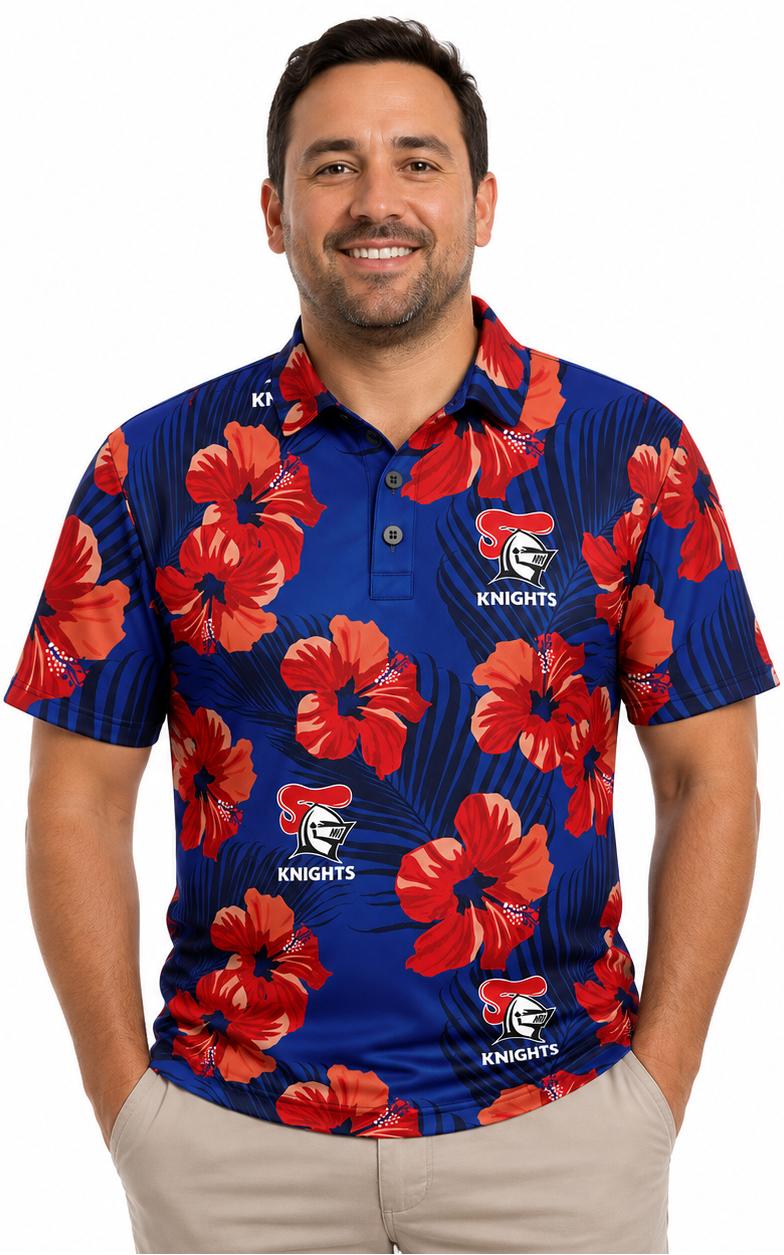 Newcastle Knights 2026 NRL Mens Aloha Golf Polo Shirt