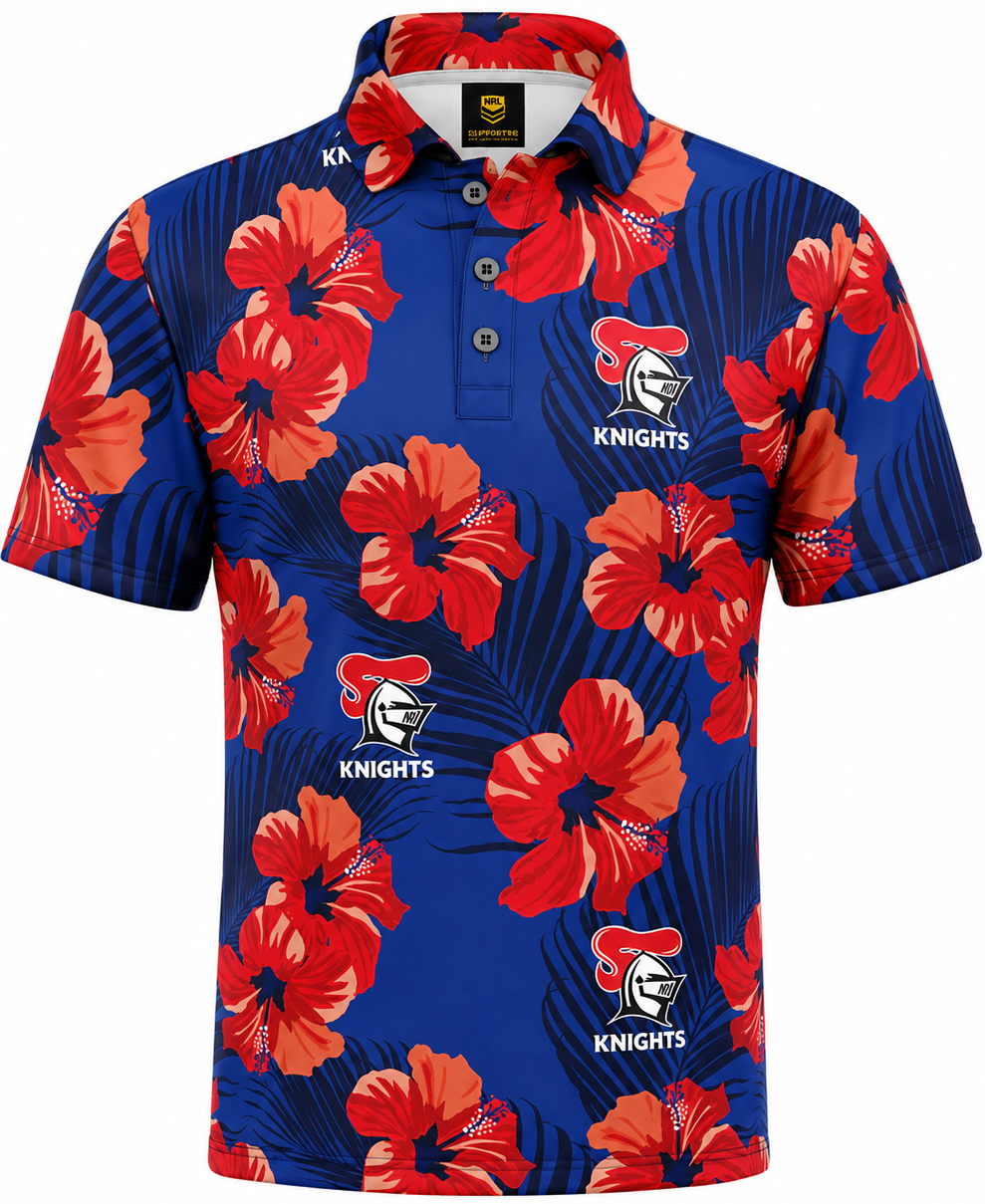 Newcastle Knights 2026 NRL Mens Aloha Golf Polo Shirt