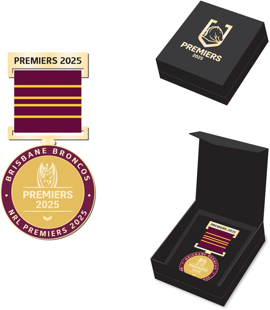 Brisbane Broncos 2025 Premiers Medal with Ribbon (Boxed)  *PRESALE*