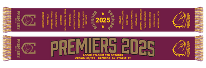 Brisbane Broncos 2025 NRL Premiers Scarf