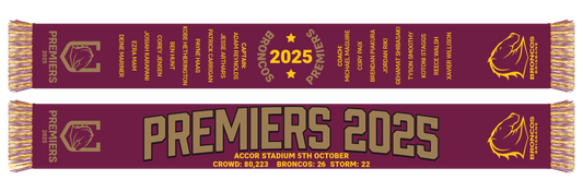 Brisbane Broncos 2025 NRL Premiers Scarf  *PRESALE*