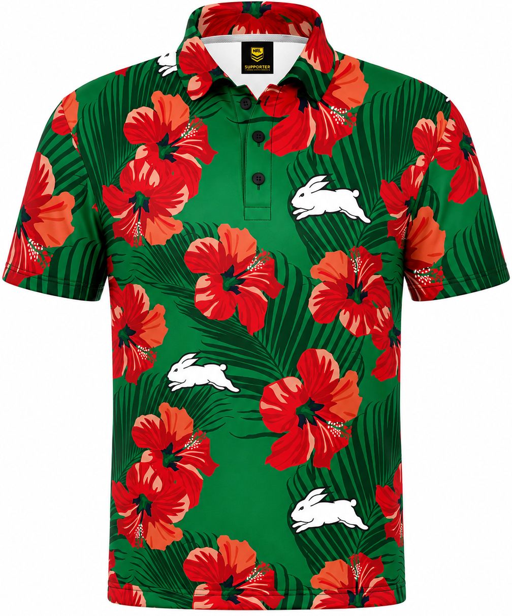 South Sydney Rabbitohs NRL Mens Aloha Golf Polo Shirt