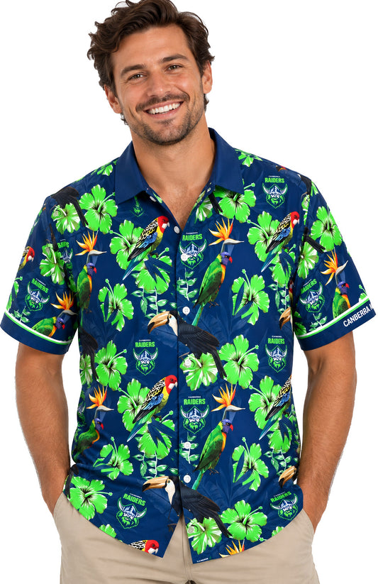 Canberra Raiders Hibiscus NRL Mens Hawaiian Shirt