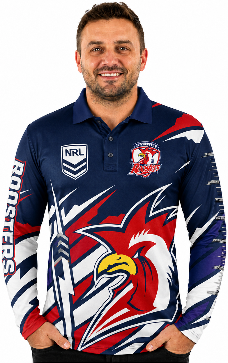 Sydney Roosters NRL Mens Ignition Fishing Shirt