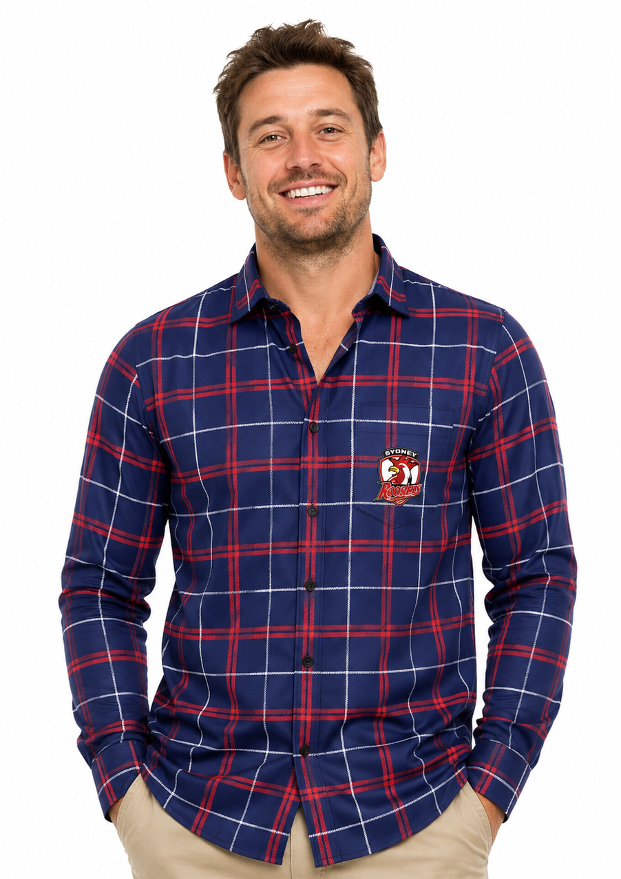 Sydney Roosters NRL Mens Mustang Flannel Shirt
