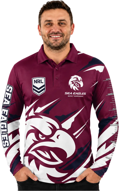 Manly Sea Eagles NRL Mens Ignition Fishing Shirt