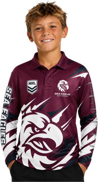 Manly Sea Eagles NRL Kids Ignition Fishing Shirt