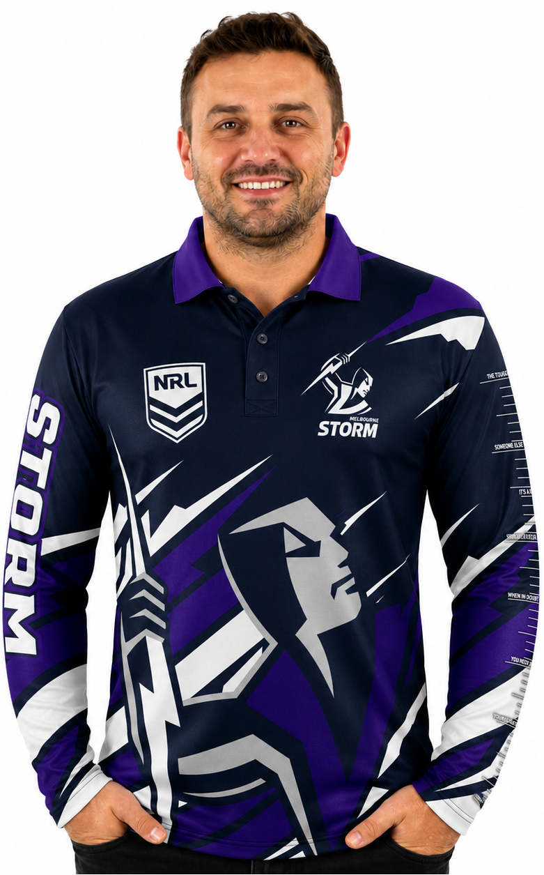Melbourne Storm NRL Mens Ignition Fishing Shirt
