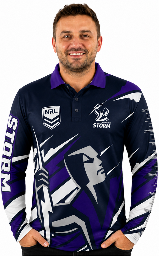 Melbourne Storm NRL Mens Ignition Fishing Shirt