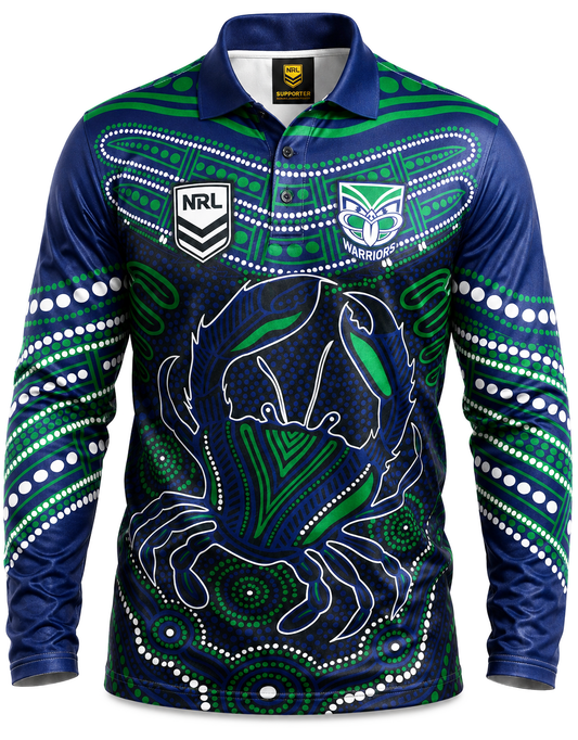 New Zealand Warriors NRL Mens Karumba Indigenous Fishing Shirt