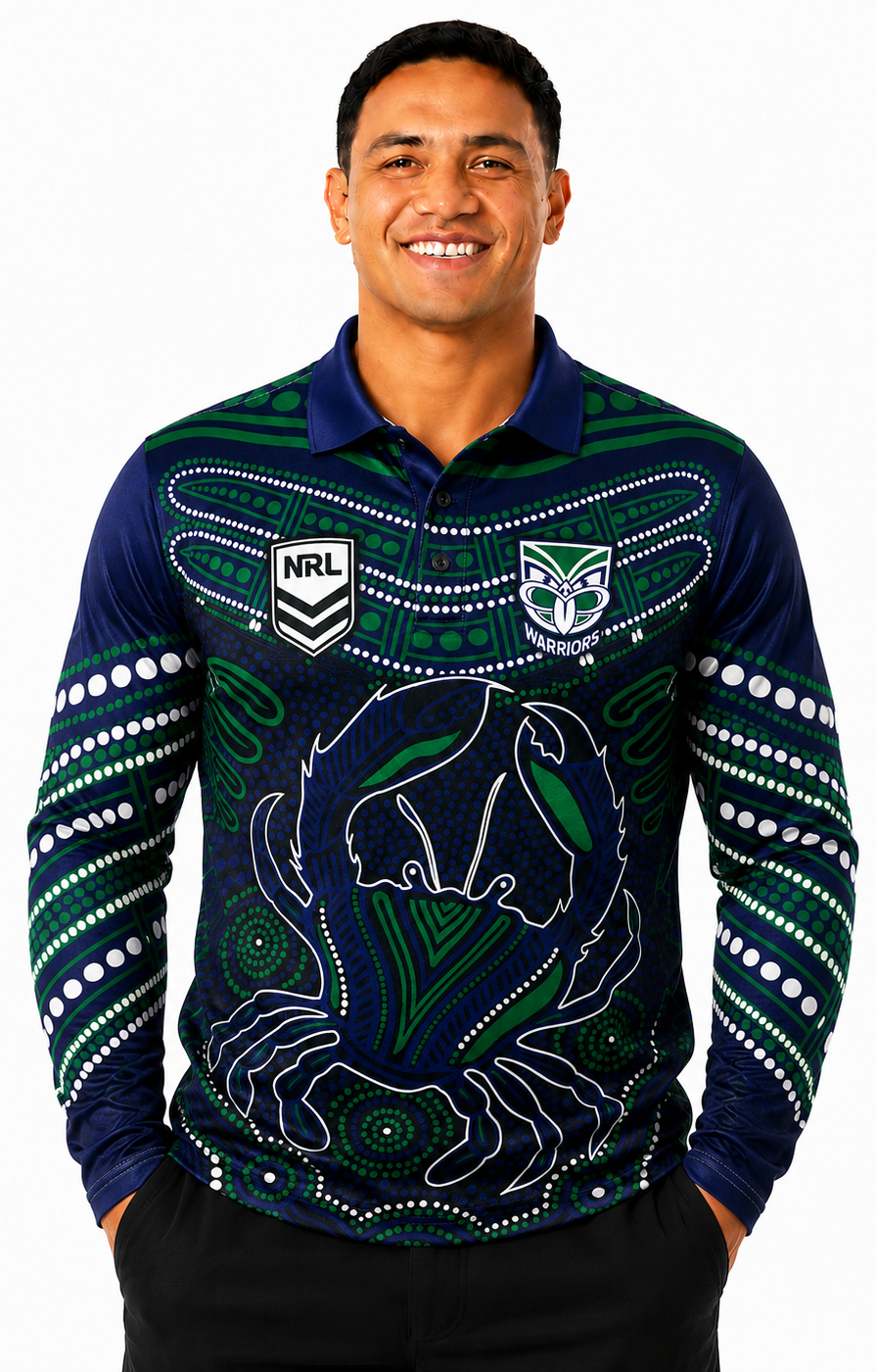 New Zealand Warriors NRL Mens Karumba Indigenous Fishing Shirt