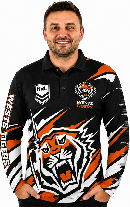 Wests Tigers NRL Mens Ignition Fishing Shirt