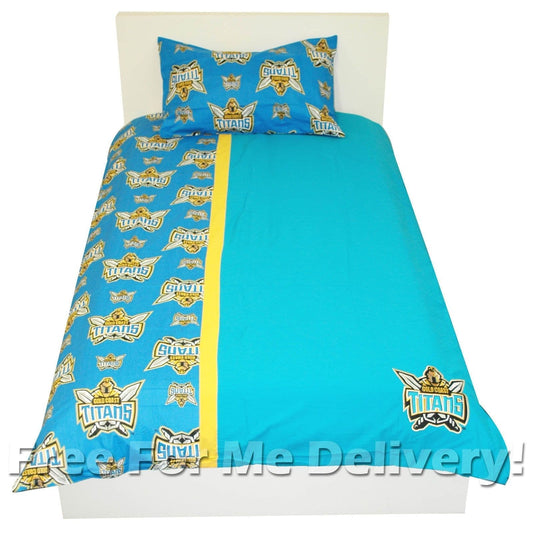 NRL Quilt / / Duvet Cover Pillow Set | Gold Coast Titans | Queen