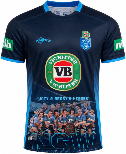 NSW Blues State of Origin "Joey & Bedsy's Heroes" Jersey - size medium