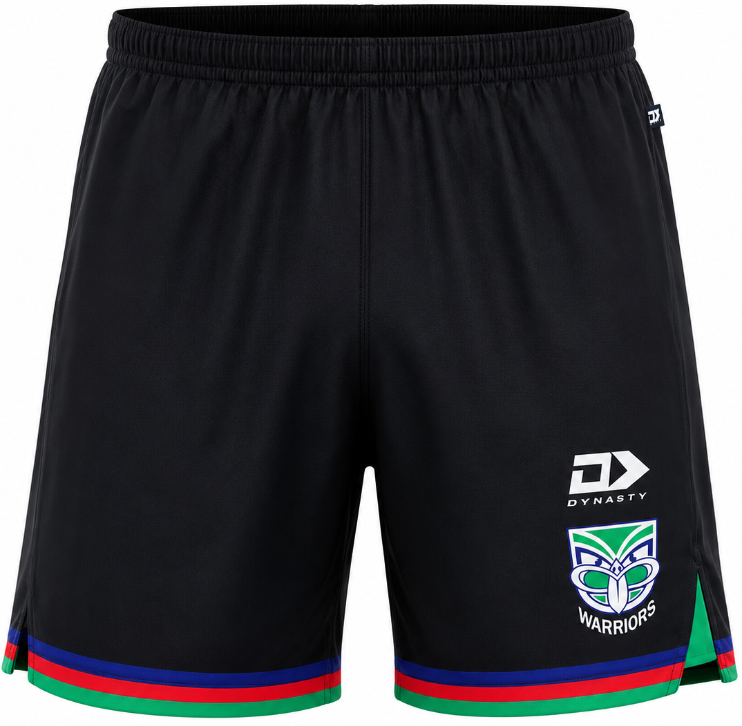 New Zealand Warriors 2026 NRL Mens Black Gym Training Shorts
