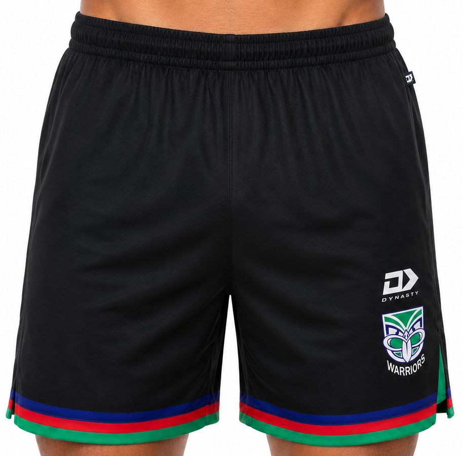 New Zealand Warriors 2026 NRL Mens Black Gym Training Shorts