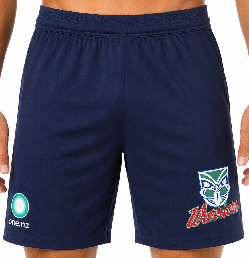 New Zealand Warriors 2026 NRL Mens Navy Gym Training Shorts