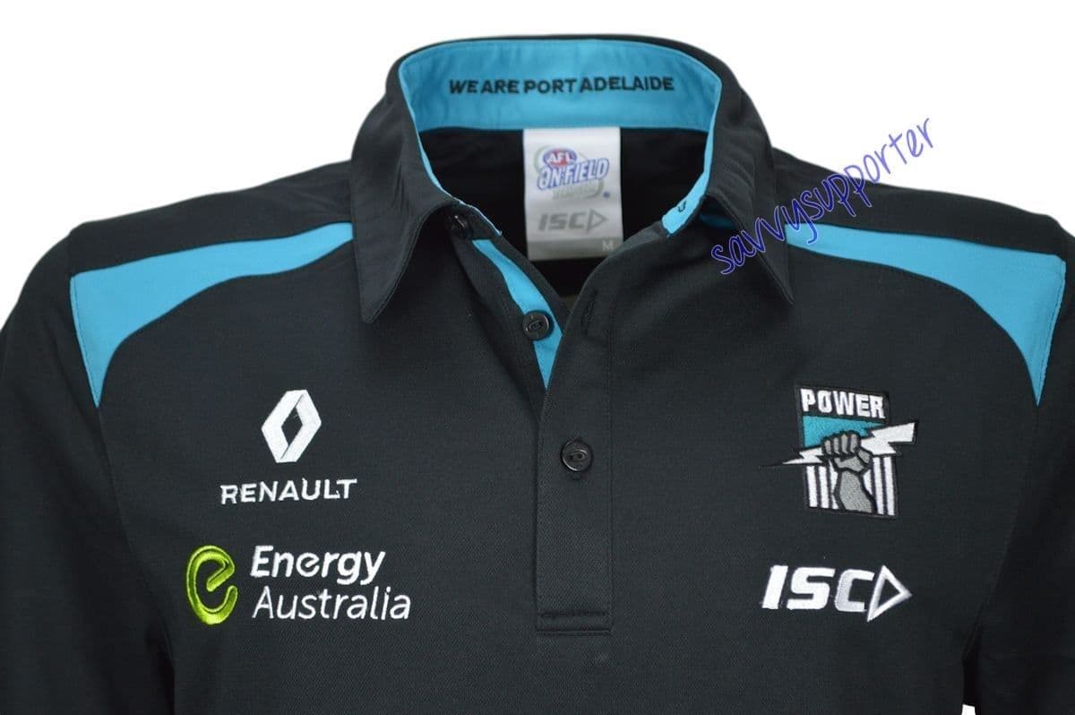 Port Adelaide Power AFL Black Media Polo Shirt