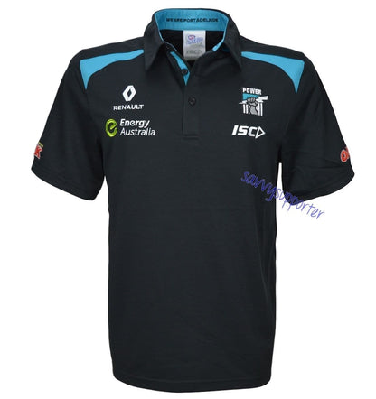 Port Adelaide Power AFL Black Media Polo Shirt