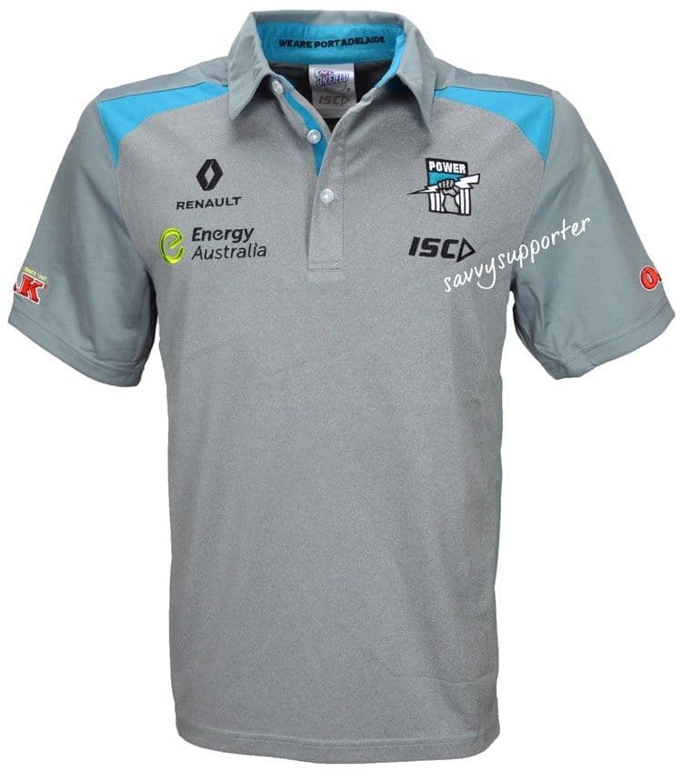 Port Adelaide Power Grey Media Polo Shirt