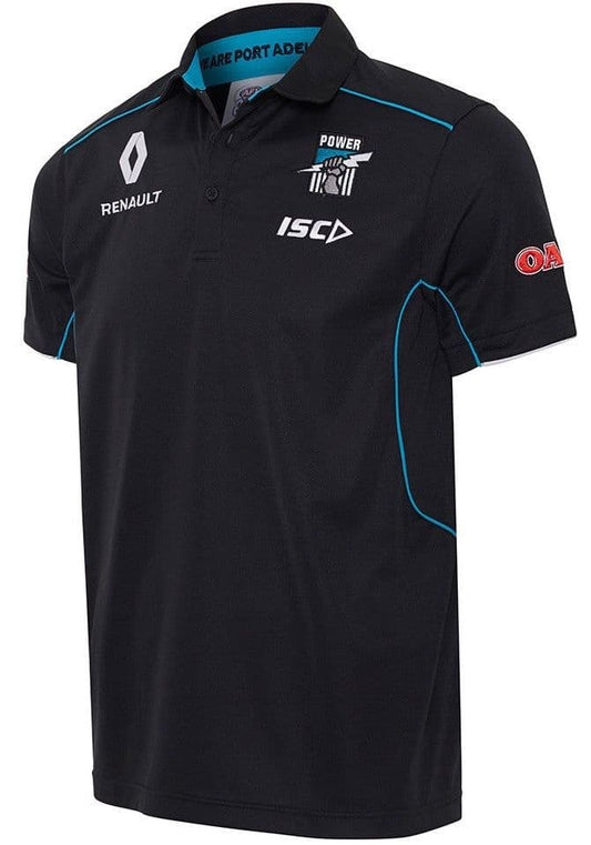 Port Adelaide Power AFL Mens Black Media Polo Shirt