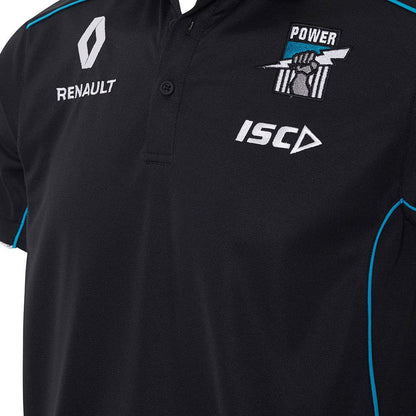 Port Adelaide Power AFL Mens Black Media Polo Shirt
