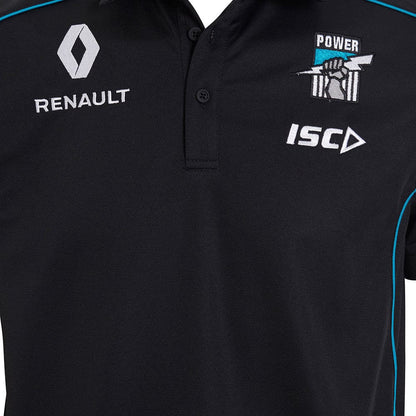Port Adelaide Power AFL Mens Black Media Polo Shirt