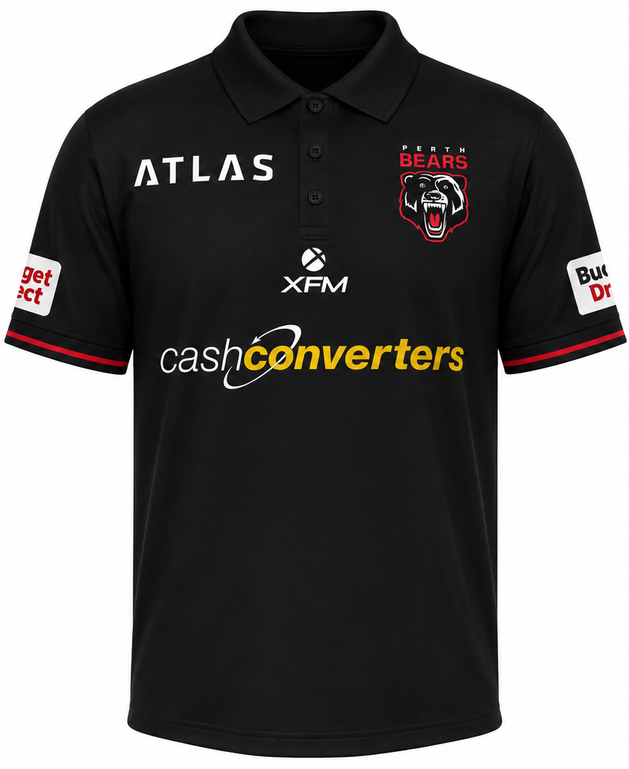 Perth Bears 2026 NRL Mens Black Polo Shirt