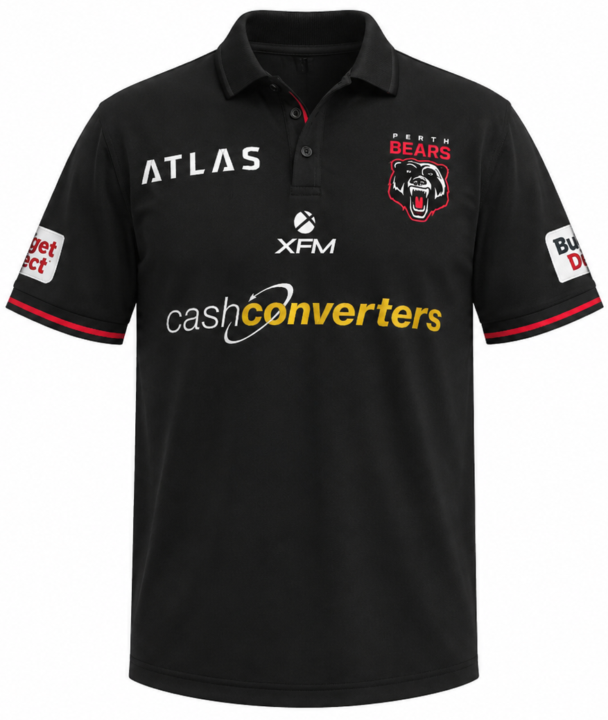 Perth Bears 2026 NRL Mens Black Polo Shirt