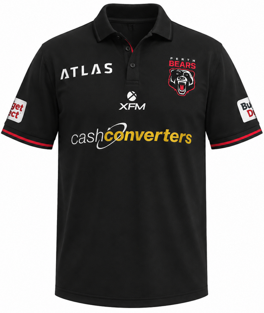 Perth Bears 2026 NRL Mens Black Polo Shirt