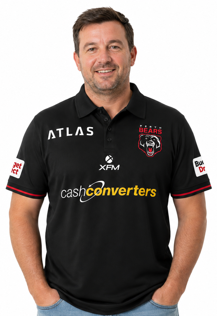 Perth Bears 2026 NRL Mens Black Polo Shirt
