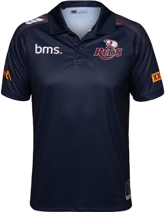 Queensland Reds 2026 Rugby Union Mens Navy Media Polo Shirt