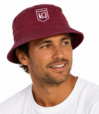 QLD Maroons State of Origin Maroon Twill Bucket Hat L/XL