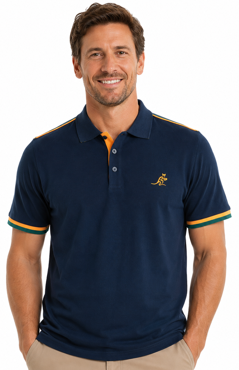 Australian Wallabies 2026 Rugby Union Mens Navy Polo Shirt