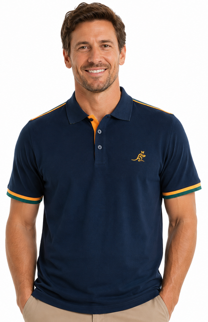 Australian Wallabies 2026 Rugby Union Mens Navy Polo Shirt