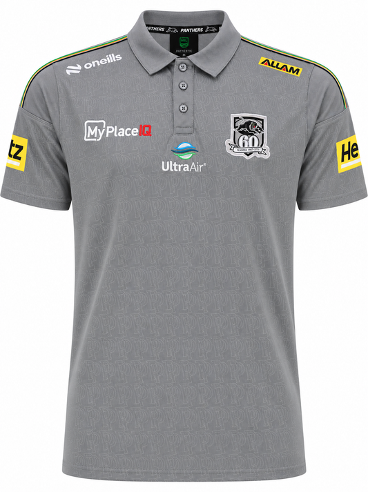 Penrith Panthers 2026 NRL Mens Grey Media Polo Shirt