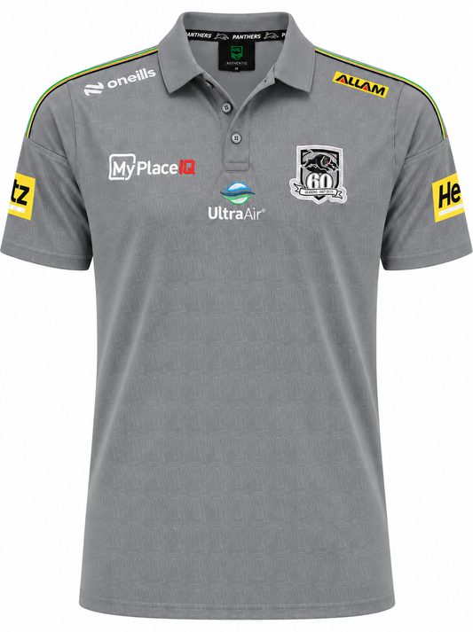 Penrith Panthers 2026 NRL Mens Grey Media Polo Shirt