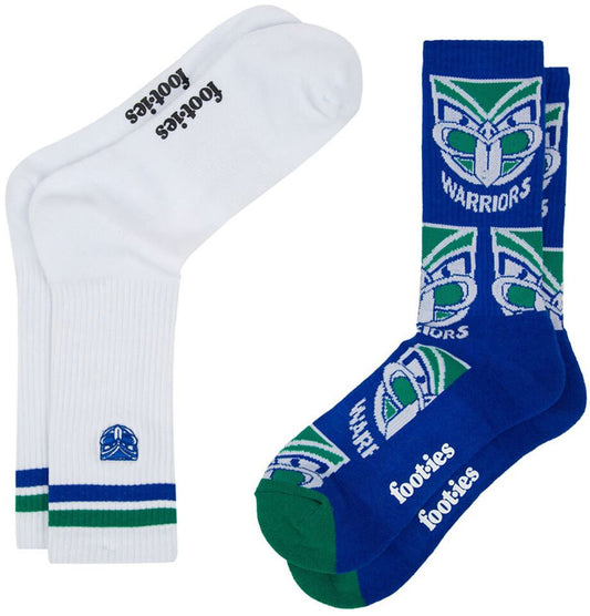 New Zealand Warriors NRL Embroidered Sneaker Sock 2 Pack
