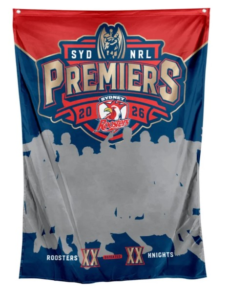 Sydney Roosters 2026 NRL Premiers Team Wall Flag *PRESALE*