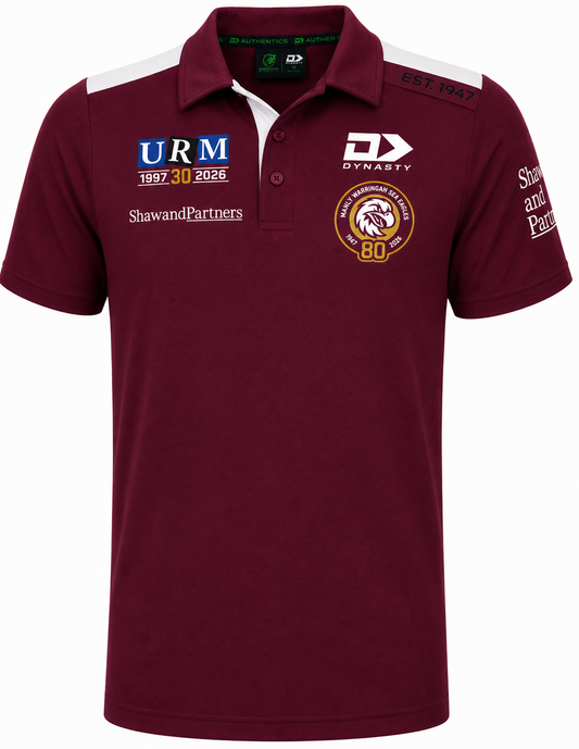 Manly Sea Eagles 2026 NRL Mens Maroon Media Polo Shirt