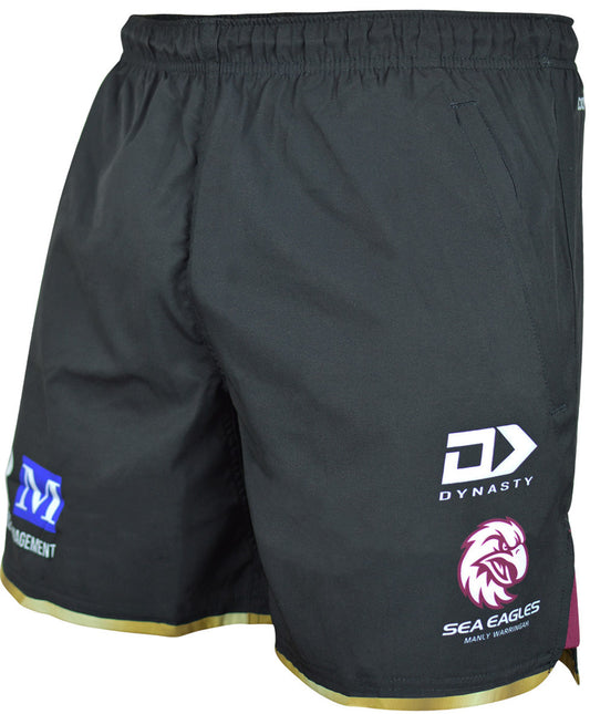 Manly Sea Eagles 2025 NRL Mens Black Gym Shorts