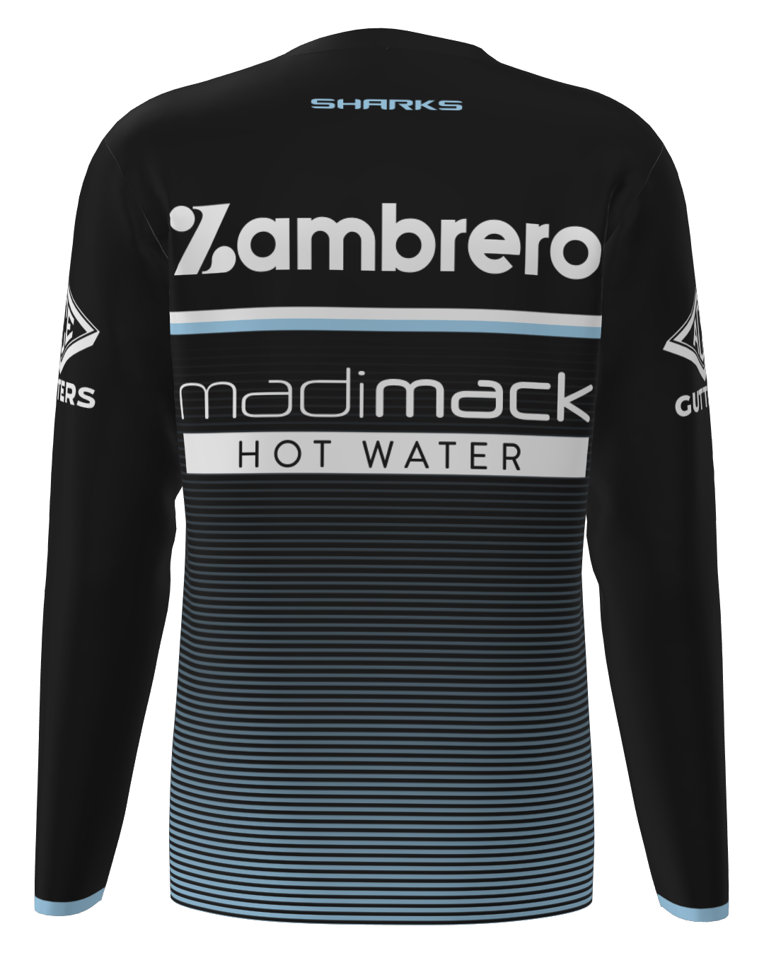 Cronulla Sharks NRL Mens Black Long Sleeve Training Shirt