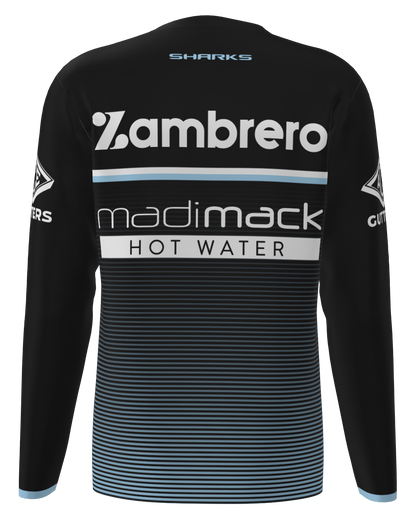 Cronulla Sharks NRL Mens Black Long Sleeve Training Shirt