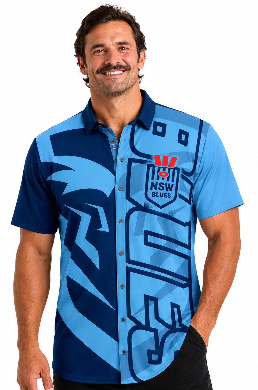 NSW Blues State of Origin Mens Showtime Party Shirt
