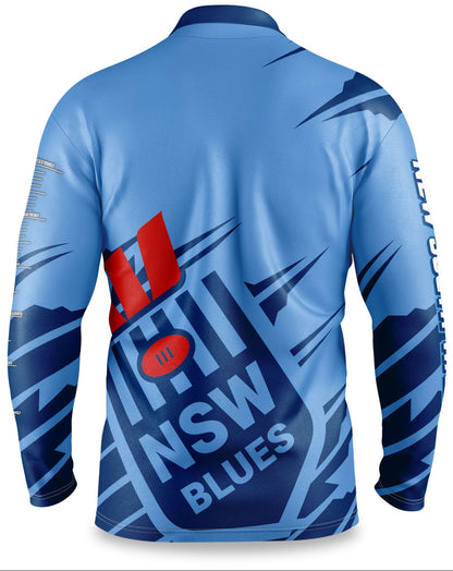 NSW Blues State of Origin Mens Ignition Fishing Shirt
