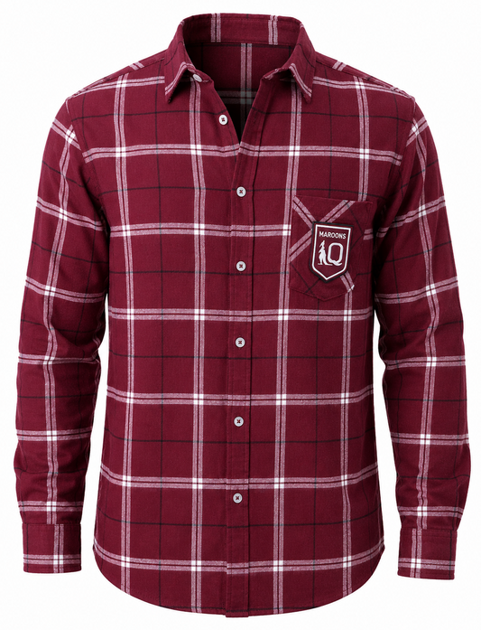 QLD Maroons State of Origin Mens Mustang Flannel Shirt