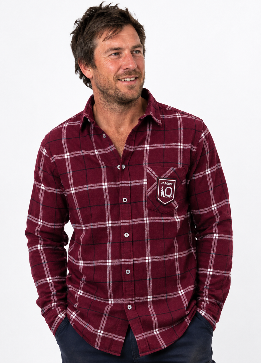 QLD Maroons State of Origin Mens Mustang Flannel Shirt