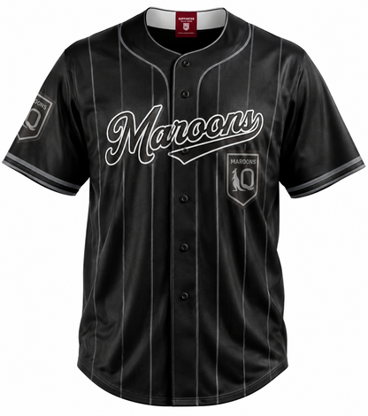 QLD Maroons 2026 NRL Mens Blackout Baseball Shirt