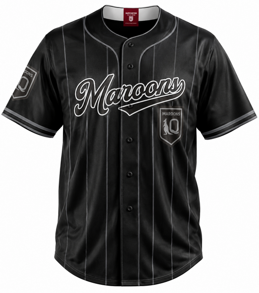 QLD Maroons 2026 NRL Mens Blackout Baseball Shirt