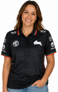 South Sydney Rabbitohs 2026 NRL Ladies Black Team Polo Shirt